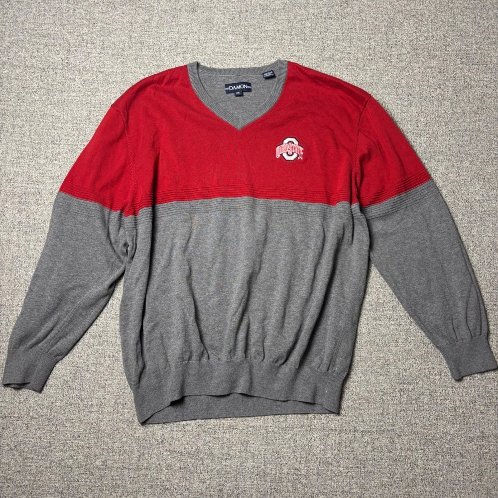 Ohio State Sweater Mens XXL Red Gray NCAA Football Buckeyes Damon